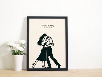 Custom Detailed Line Art | Valentines Day Gifts for Him, Boyfriend | 1st Anniversary Gift for Him | 16th 18th Birthday Gift Girl