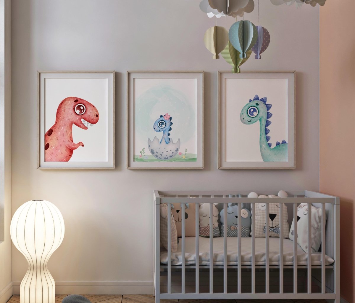 3 Piece Wall Art: Old World Dinosaur Safari Nursery Decor Set | Unique Jungle Nursery Wall Art | Baby Shower or New Baby Gift - Zeinnas