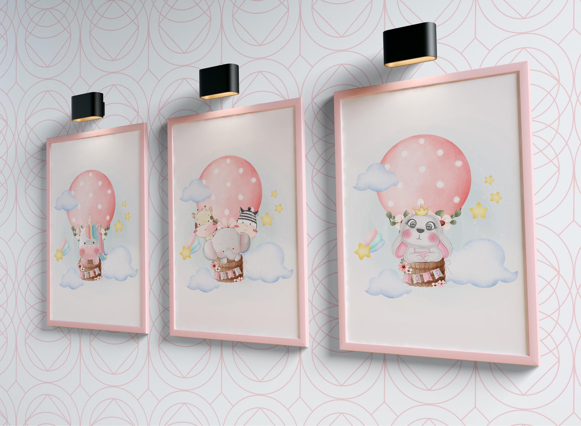 Customized nursery wall art with adorable baby shower theme.
