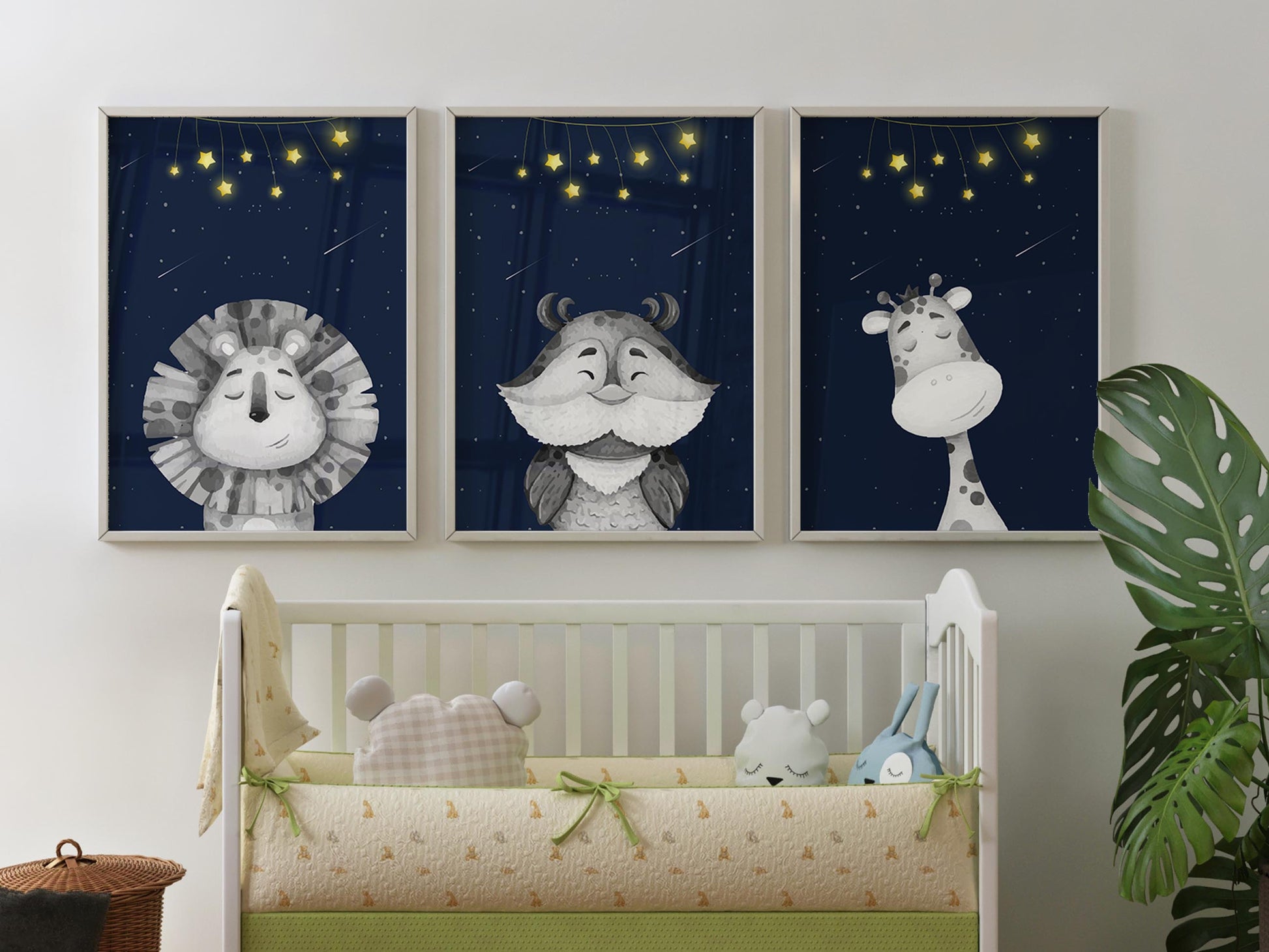 Customized nursery wall art in framed design for baby shower gift.
