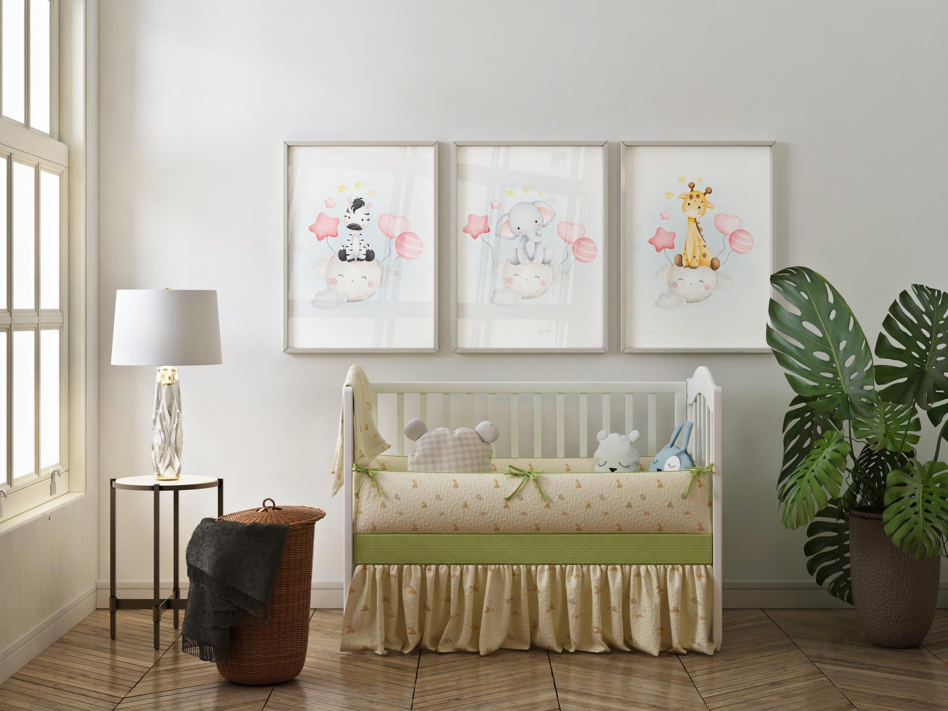 Set of 3 Personalized Animal Decor Prints in Framed Canvas.