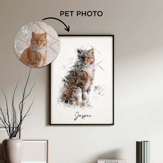 "Canvas wall art: Custom cat portrait adds personal touch