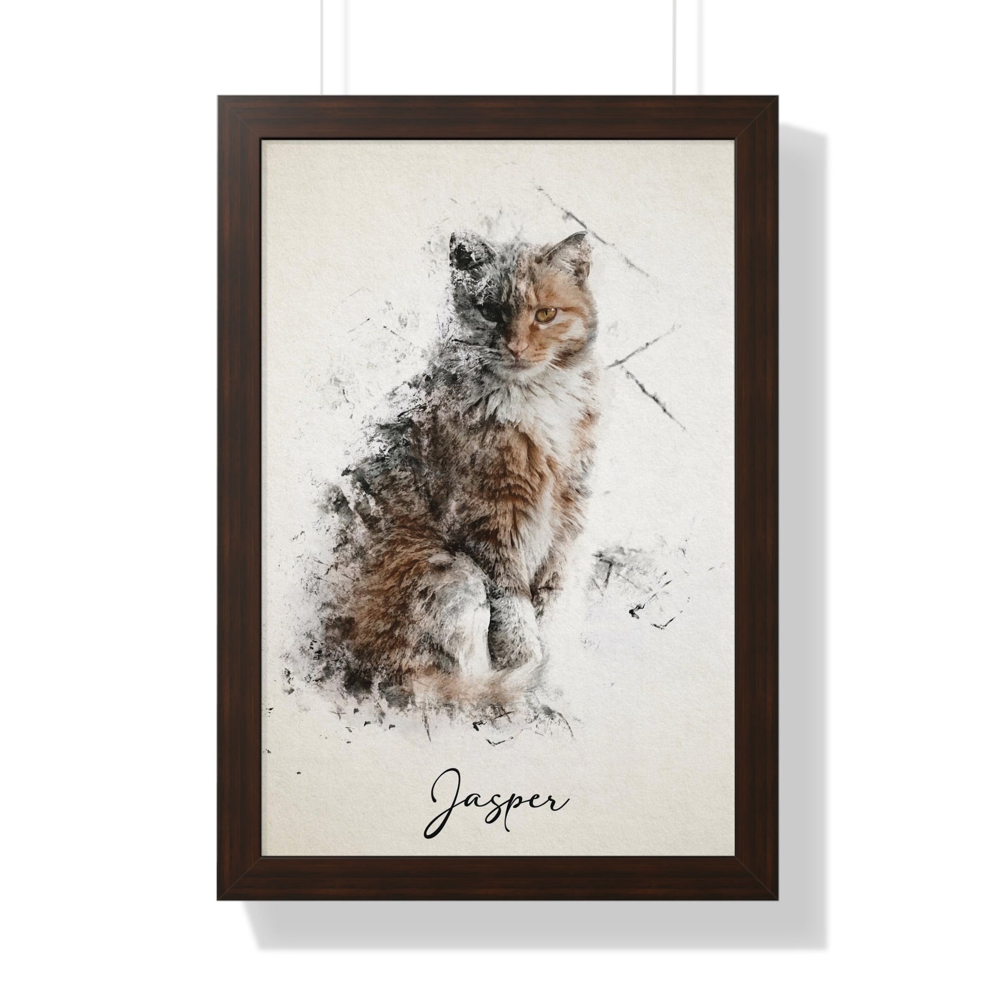 "Custom pet portrait on canvas, a personalized masterpiece in frame-cat portrait