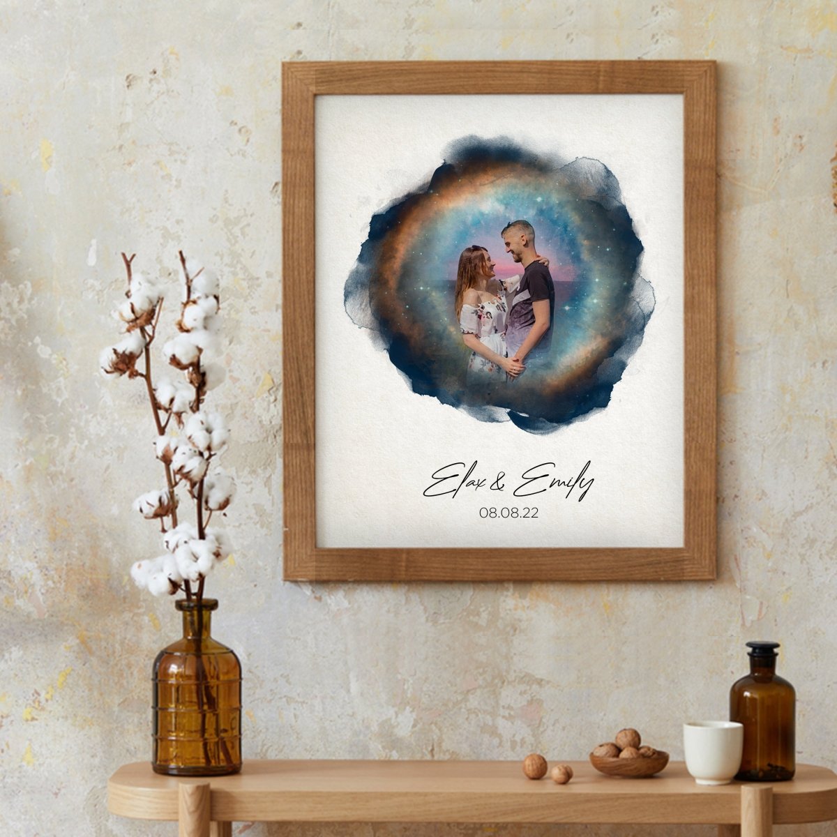 Custom Portrait in Night Sky Constellation | Romantic Wedding Anniversary & Engagement Oil Painting | Perfect Wall Art for Couples by Date Active - Zeinnas