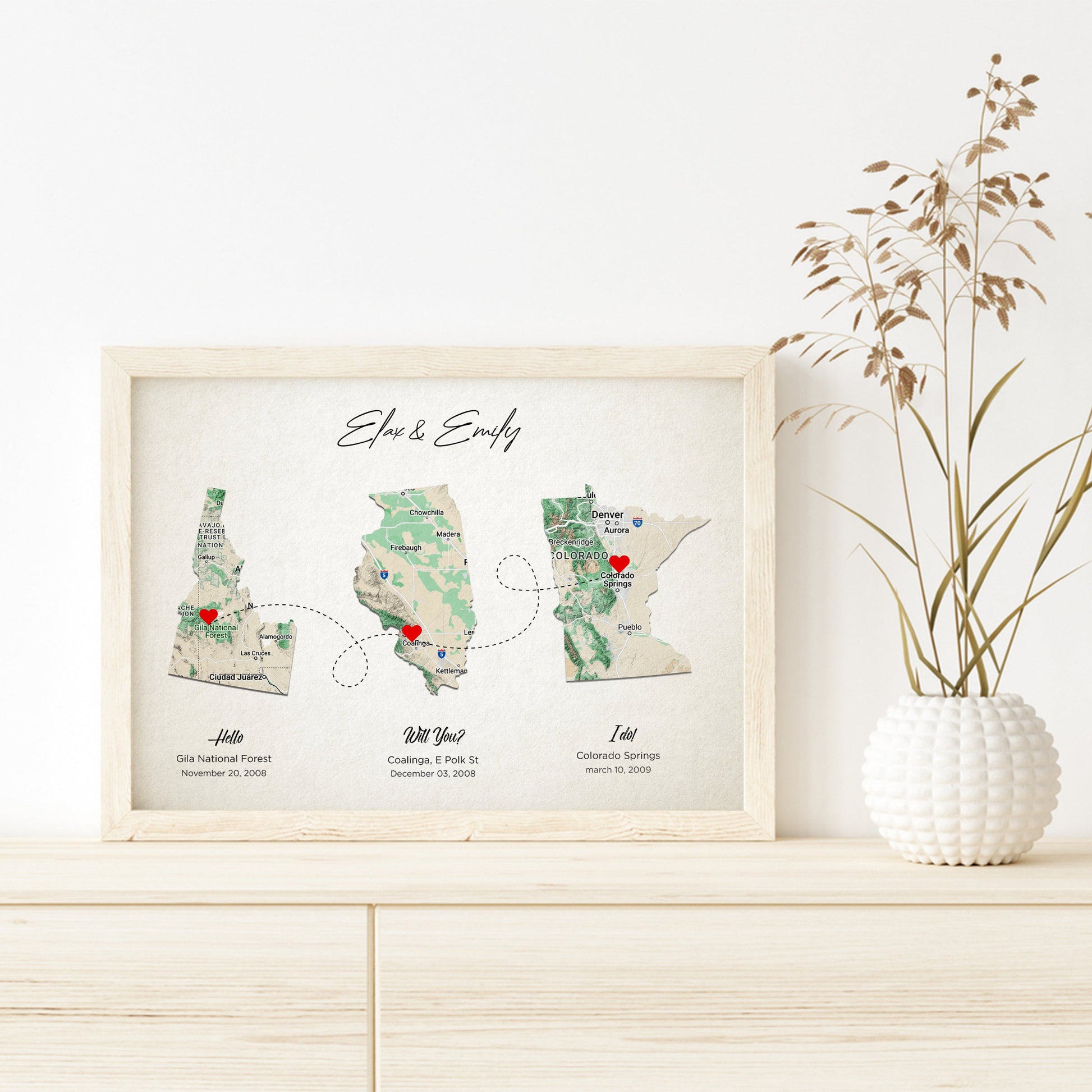 Colorful abstract map print in sleek frame, a one-of-a-kind gift.