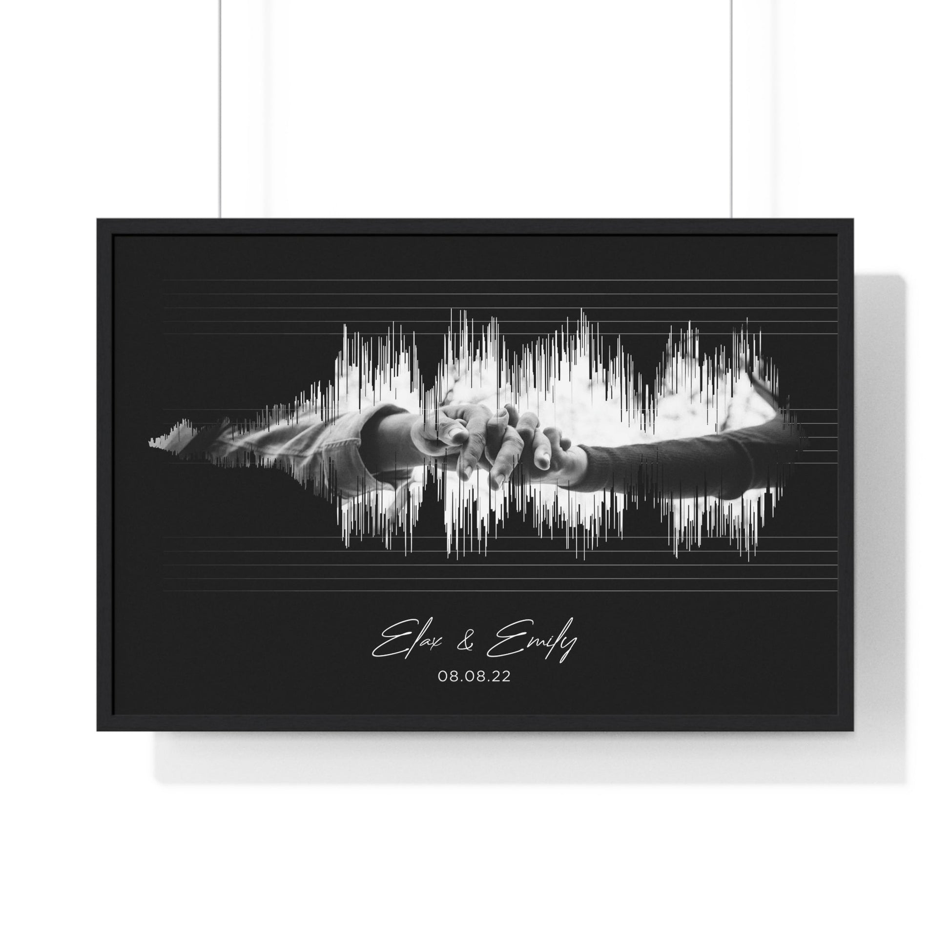  soundwave art print on canvas, framed for wall decor.