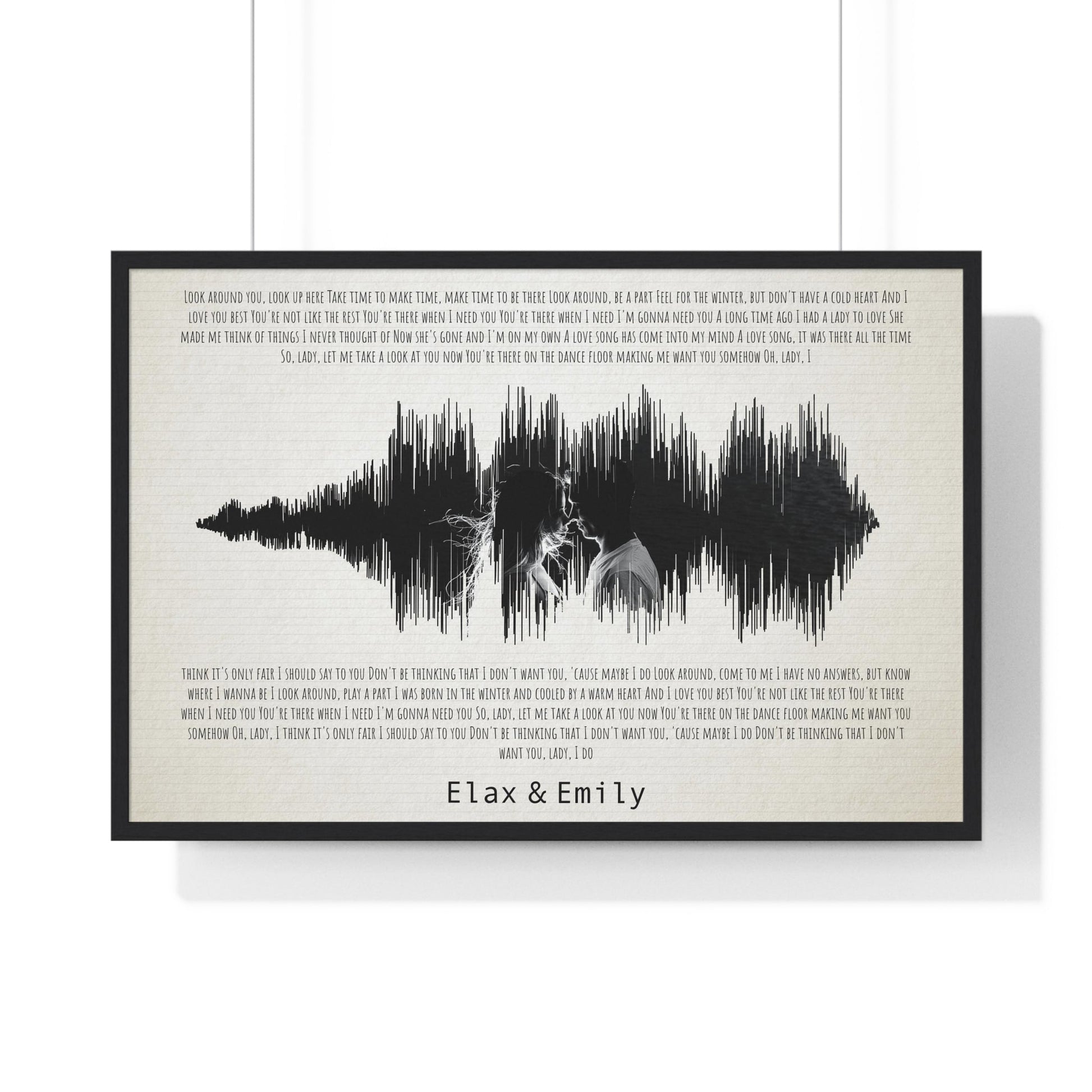 Soundwave art: Custom song lyrics print, a unique personalized gift.