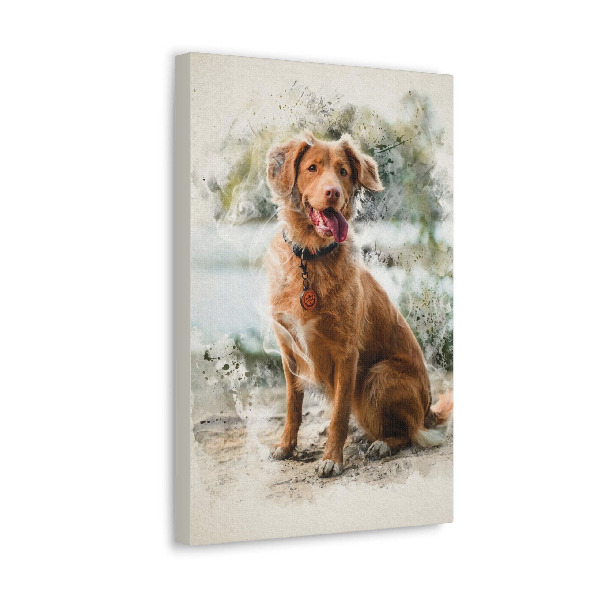 Vibrant custom pet portrait on stretched canvas, a personalized masterpiece-dog portrait
