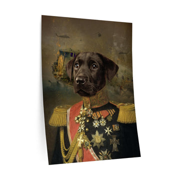 Royal dog in regal portrait, stitched canvas masterpiece.