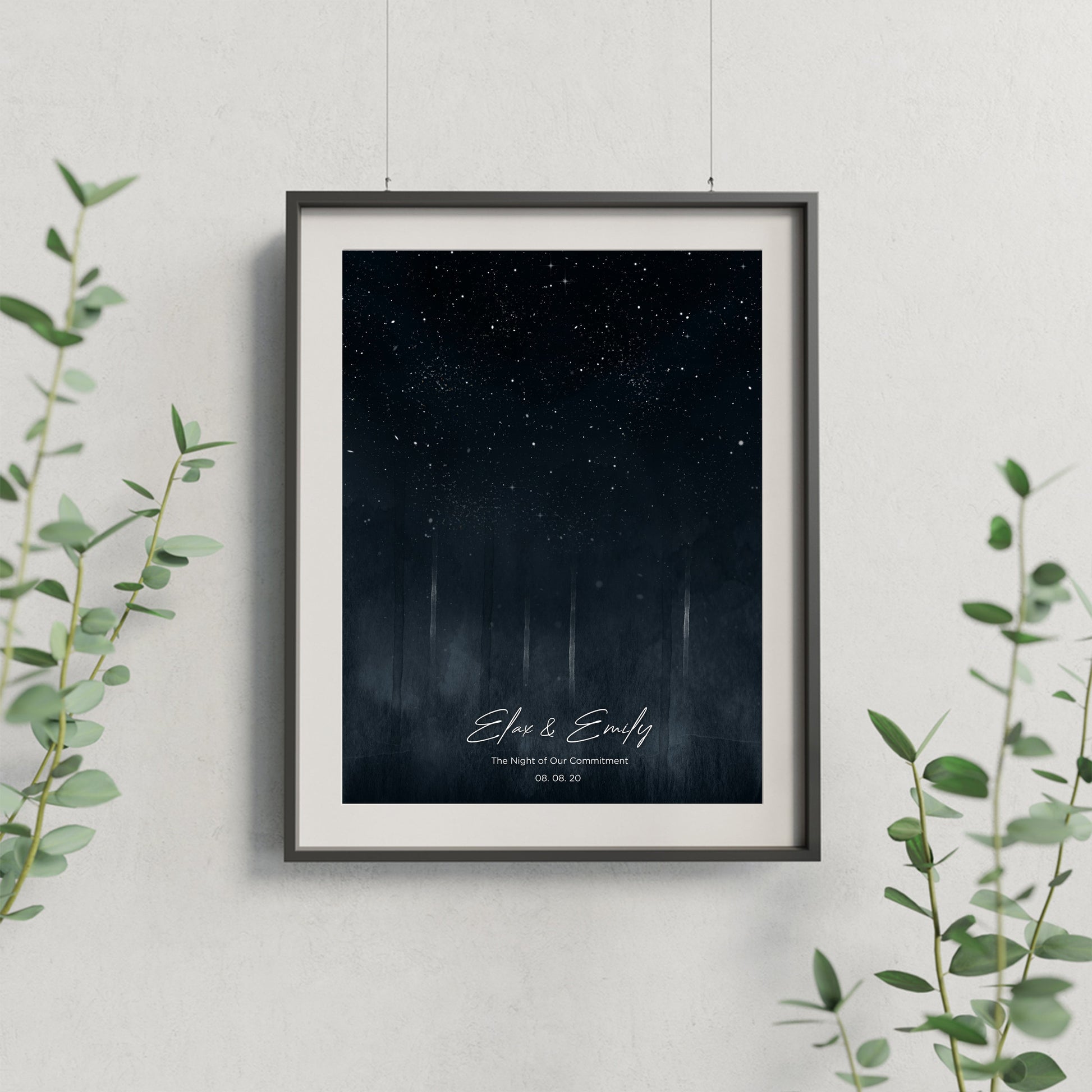Personalized star map on canvas: Celestial snapshot, timeless gift on adorable wall.
