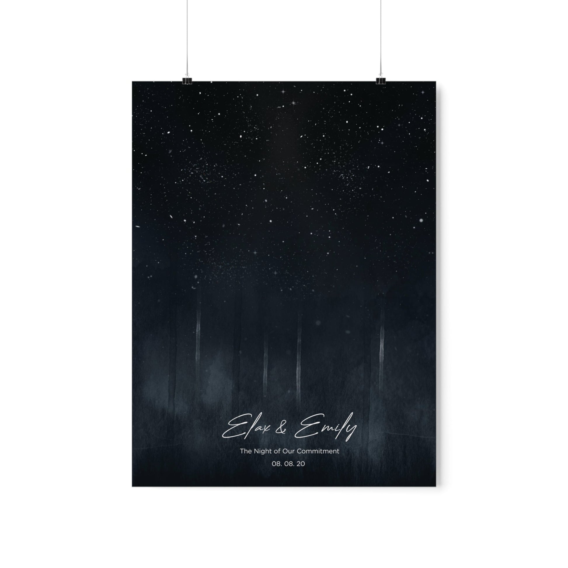Personalized star map on canvas: A constellation of cherished moments.
