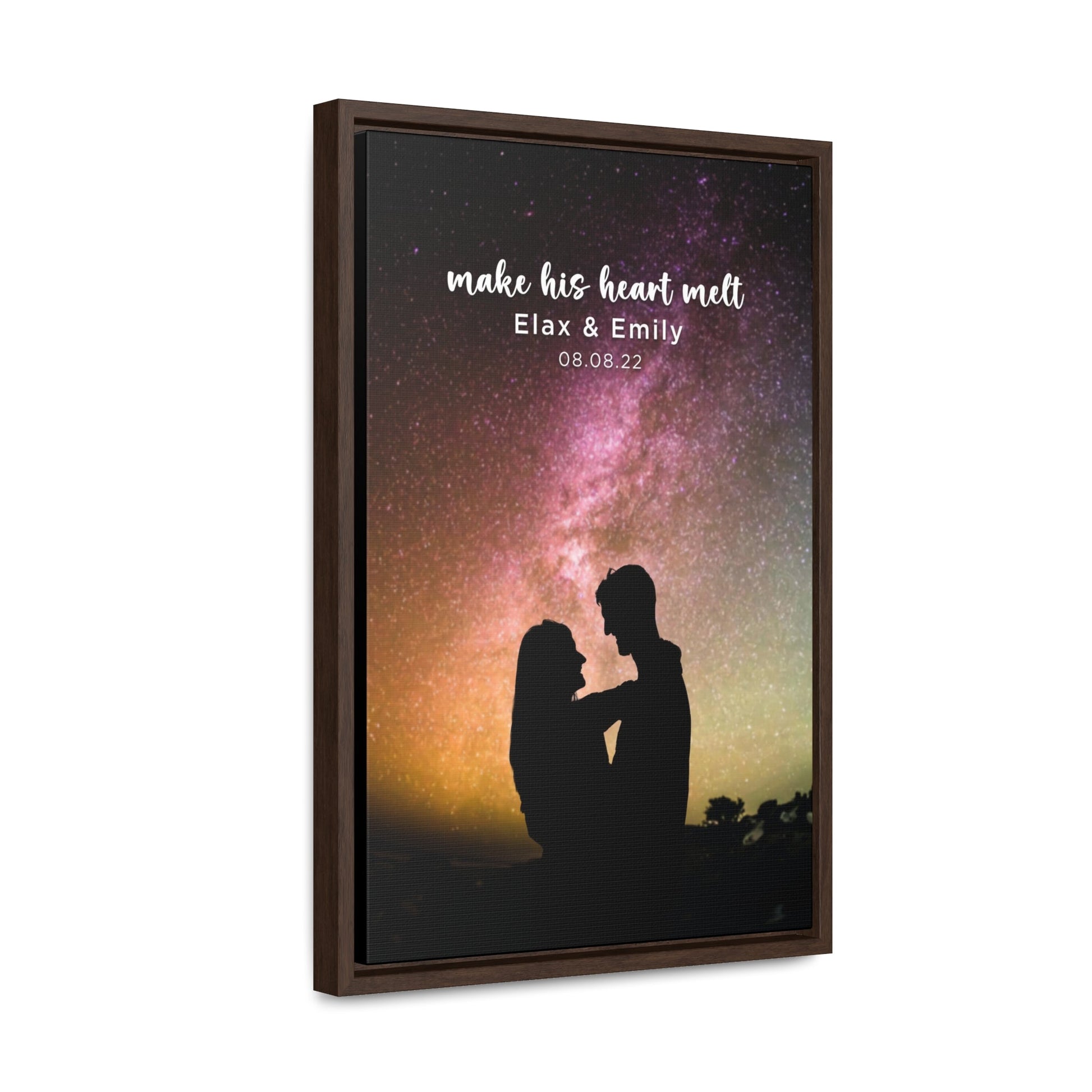 Personalized stars and meeting spot artwork in stitched elegant framing.