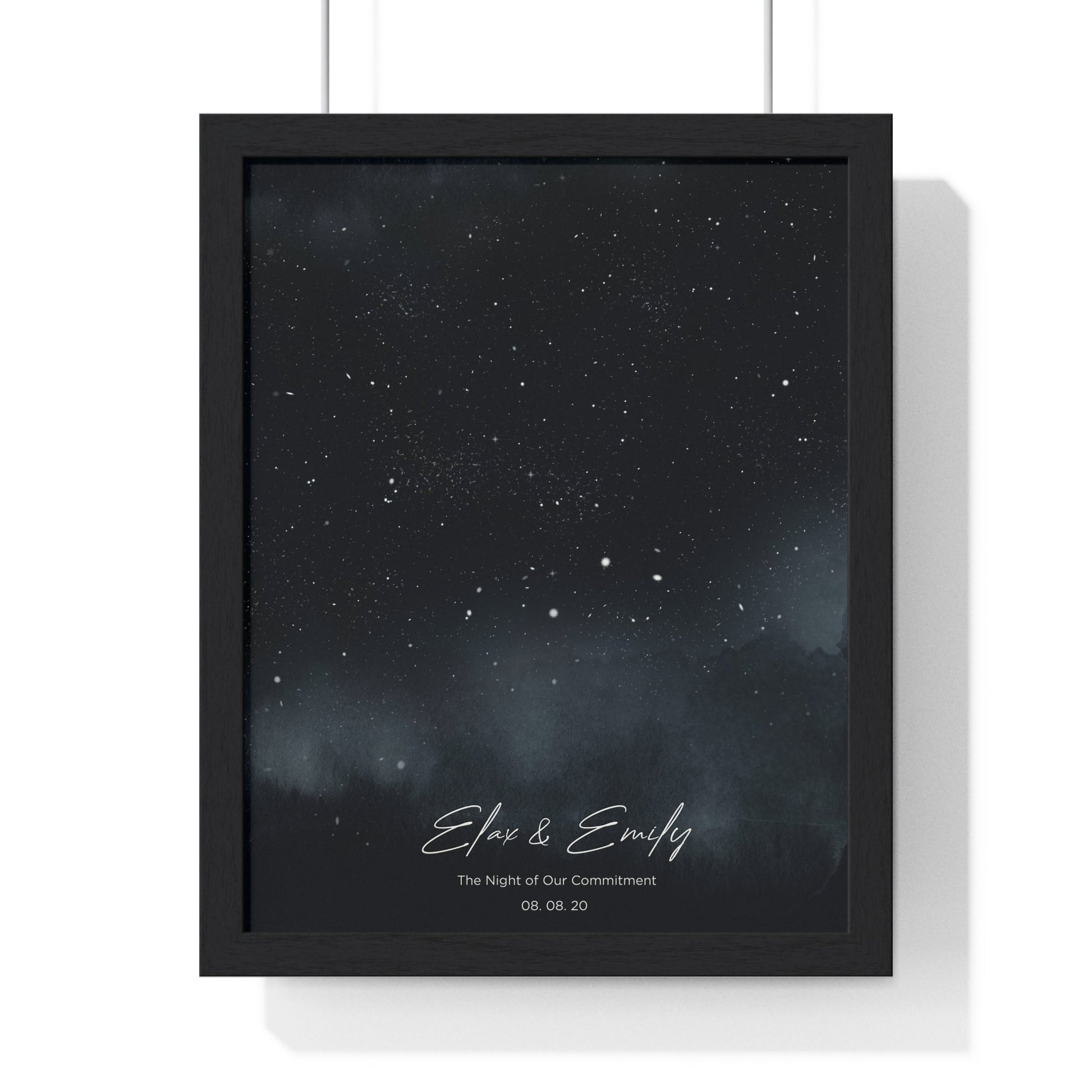 Personalized star map portrait on canvas, framed and exquisite.