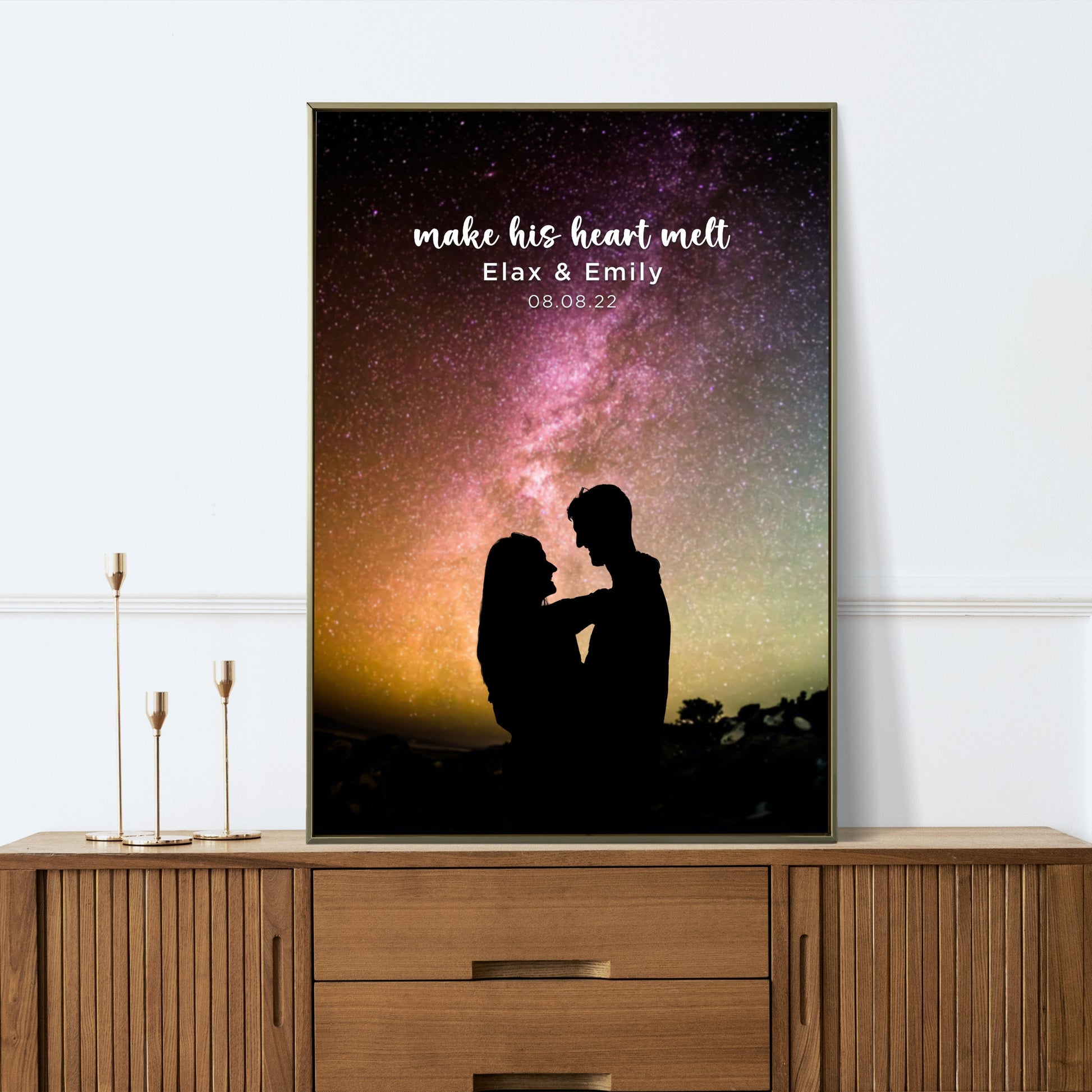 "Personalized artwork on adorn wall : Custom stars map & where we met map."
