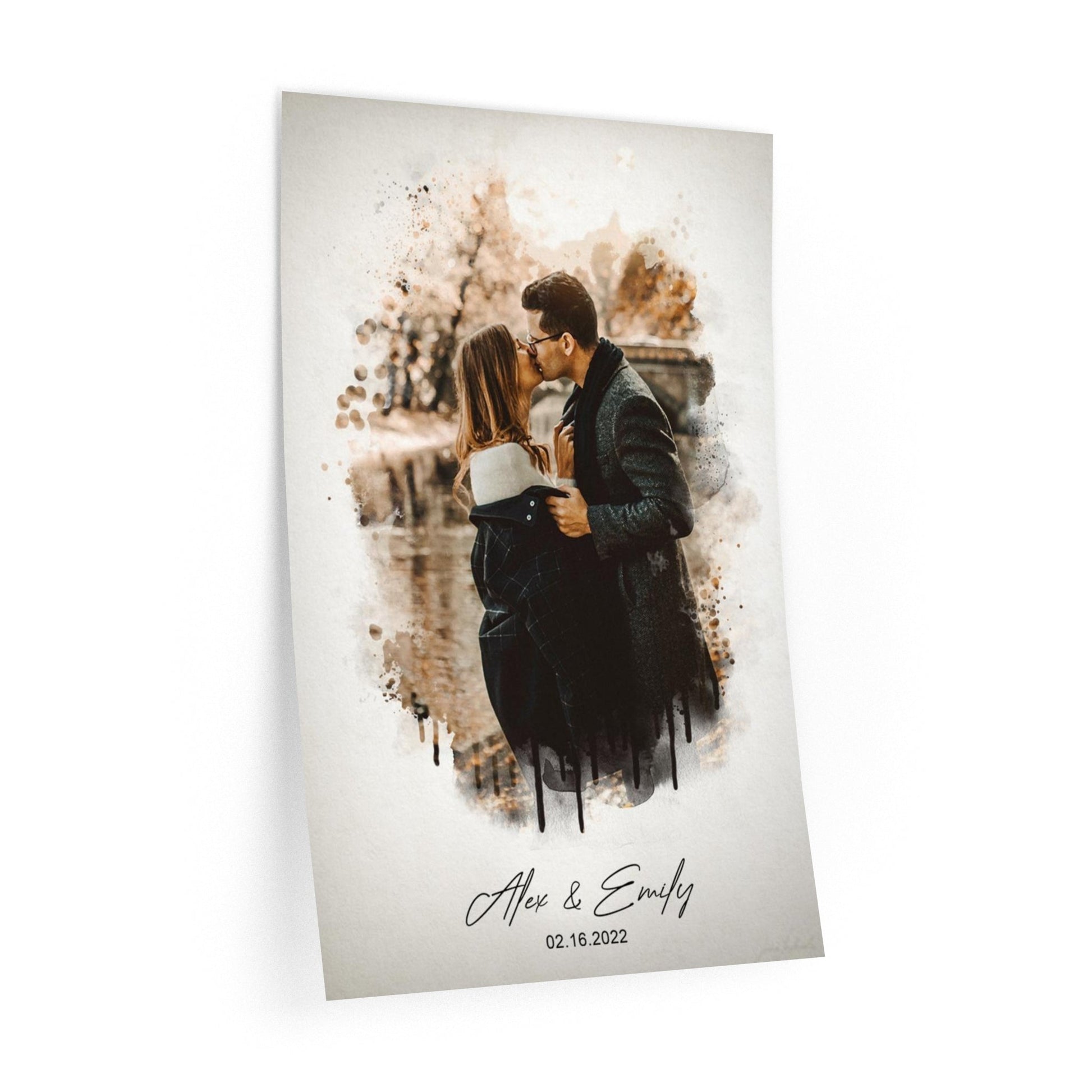 Stitched canvas gift: Loving couple's heartfelt portrait.