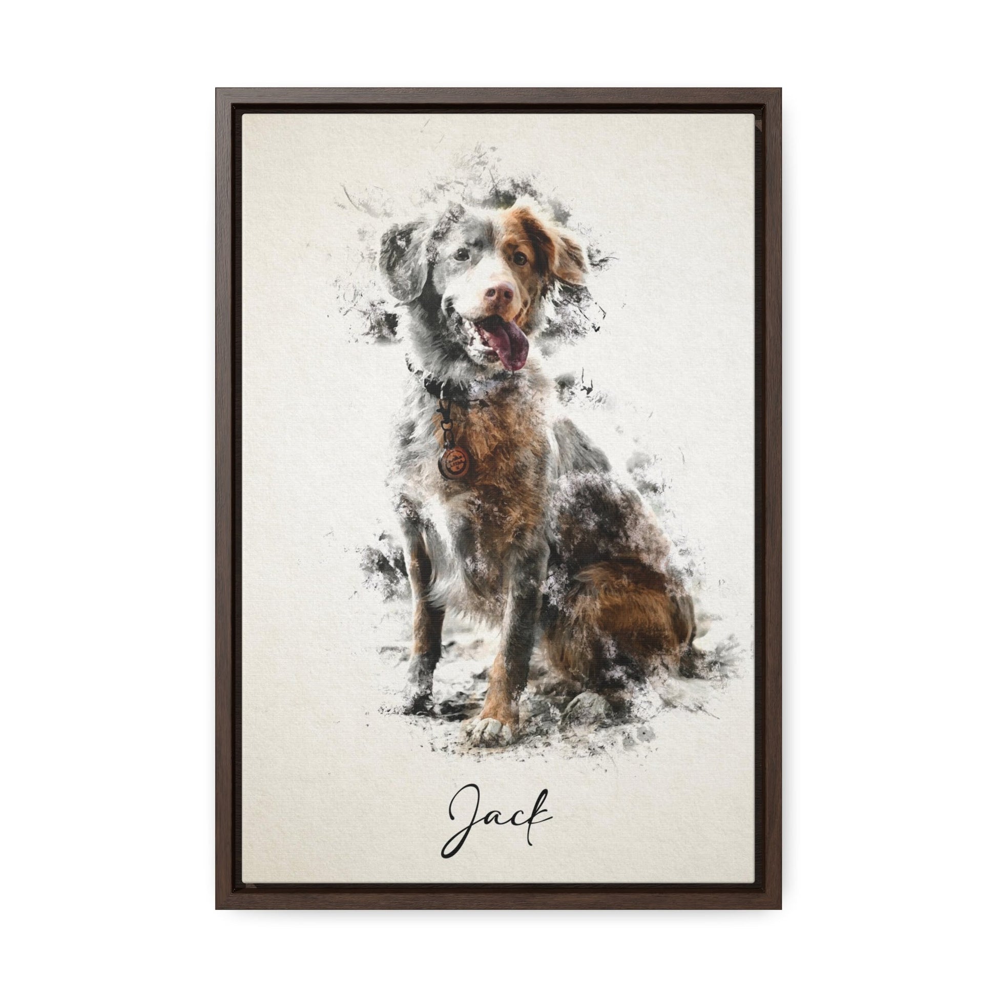 Custom pet portrait in frame canvas, a personalized masterpiece-dog portrait