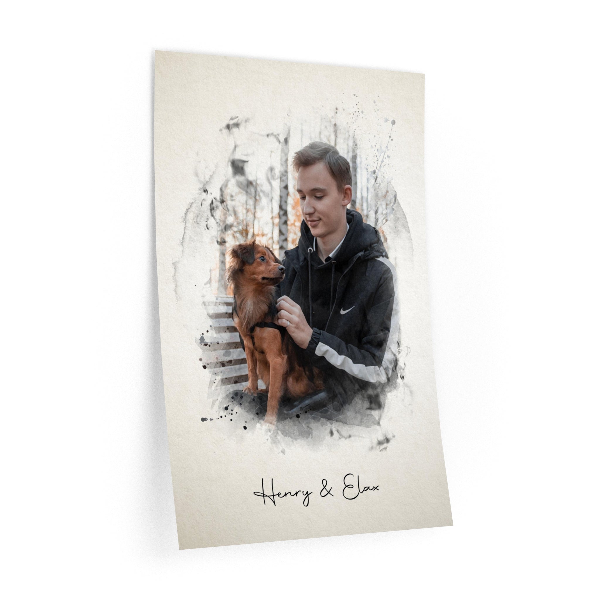 Custom dog portrait memorializing beloved pet for a thoughtful sympathy gift.